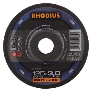 Rhodius PROline FT33 Freihandtrennscheibe, Durchmesser [mm]: 125, Stärke [mm]: 3, Bohrung [mm]: 22.23, VE: 25 Stück, 200755
