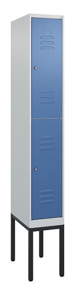 C+P Doppelstöckiger Spind Classic PLUS, Gestell, 2120x300x500mm, 7035/5023, Zylinderschlösser, 0803307-10 S10020