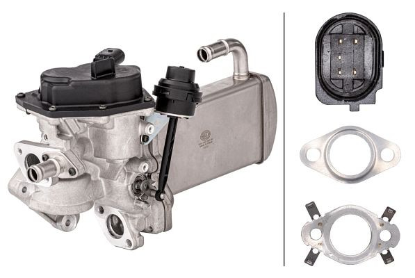HELLA AGR-Modul, elektrisch, 5-polig, mit Dichtungen/mit AGR-Kühler, mit AGR-Ventil, 6NU 358 167-031