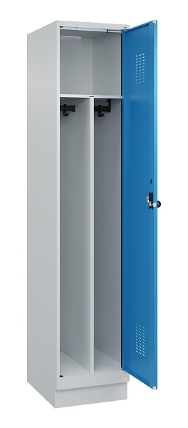 C+P Spind Evolo PLUS, mit Sockel, 1 Abteil, 1950x400x500mm, 7035/5012, Verschluss Drehriegel, 049020-12F S10007