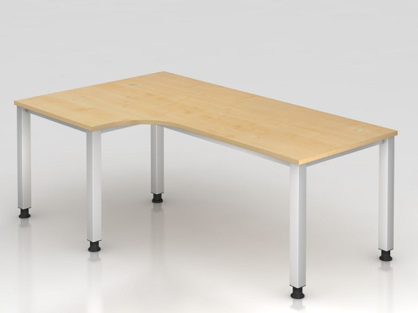 Hammerbacher Winkeltisch 4-Fuß eckig 200x120cm 90° Ahorn, Winkelform 90°, links oder rechts montierbar, VQS82/3/S