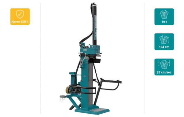 HMG Hydraulik Holzspalter HSP 19ML-T mit Traktorhydraulikanschluss Vor-und Rücklauf, Spaltkraft 19t, Spalthöhe 124cm, Betriebsanleitung, 714 763