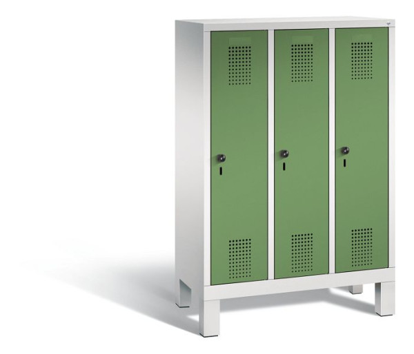 C+P Kindergarten-Spind Evolo, 3 Abteile, H1350xB900xT300 mm, Grau/Resedagrün, 480103-30 S10050