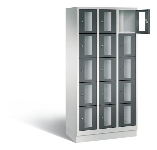C+P Schließfachschrank Classic, H1800xB900xT500mm, Farbe: Lichtgrau / Anthrazitgrau, 8020A305 S10029
