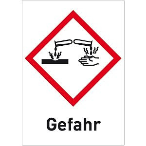 Moedel Korrosiv (GHS 05) Gefahr, Folie, 26x37 mm, VE: 500 Stück/Rolle, 56420
