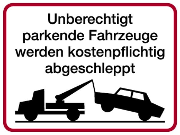 Schilder Klar Parkplatzkennzeichnung Unberechtigt parkende Fahrzeuge, 400x300x0.6 mm Aluminium geprägt, 592/00
