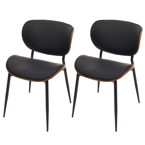 Mendler 2er-Set Esszimmerstuhl HWC-O45, Stuhl, Bugholz Kunstleder 280g/m² Öko-Tex FSC®, Walnuss-Optik, schwarz, 118233