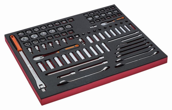 Bahco 3/3 Einlage, Steckschlüssel + Zubehör 3/8" + 1/4", 91-teilig, FF1A5003