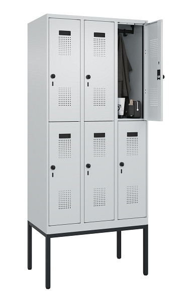 C+P Doppelstock-Spind Evolo PLUS, Gestell, 6 Fächer, 2120x900x500mm, 7035/7035, Drehriegel, 0493307-30 S10013