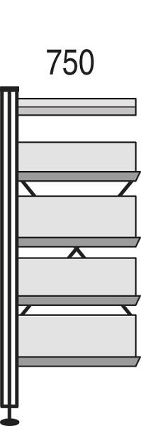 Kerkmann Bibliotheks-Regal Libra, B 750 x T 300 x H 1930 mm, Buche, 52133352