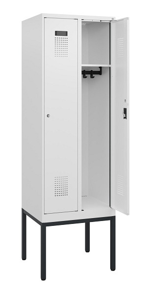 C+P Spind Evolo PLUS, Gestell, 2 Abteile, 1950x600x500mm, 9016/9016, Zylinderschloss, 0490305-20 S10047