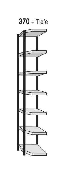 Kerkmann Eckregalfeld Stora 100, T 400 x H 2600 mm, schwarz/lichtgrau, 51246615
