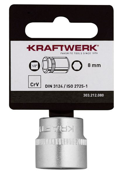 Kraftwerk BASIC LINE 1/2" Steckschlüsseleinsatz 8 mm mit Hänger, 303.212.080