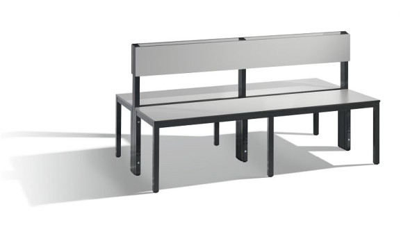 C+P Sitzbank 2-seitig, Feuchtraum, H796xB1500xT760 mm, Schwarzgrau/HPL Grau, 8061-400 S10014