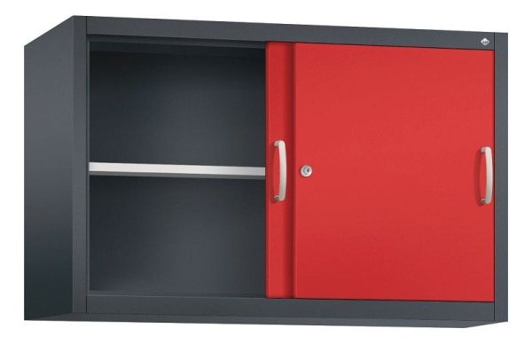 C+P Aufsatzschrank Acurado, H790xB1200xT400mm, Farbe: Schwarzgrau / feuerrot, Bügelgriff, 2 OH, 2045-00 S10154
