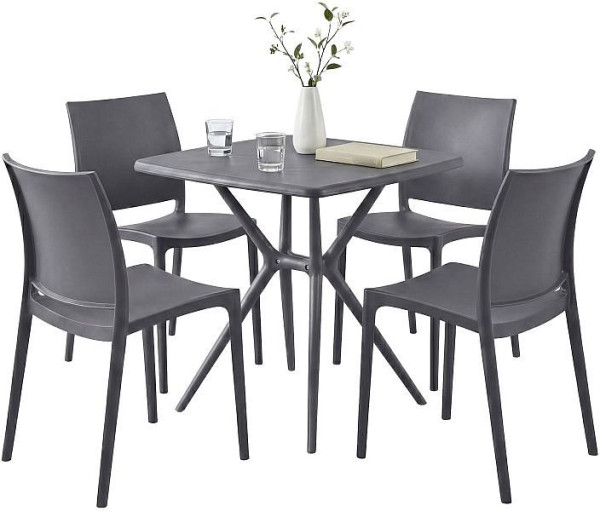 CLP Gartenmöbel-Set Amino mit 4 Stühlen, dunkelgrau, 328031