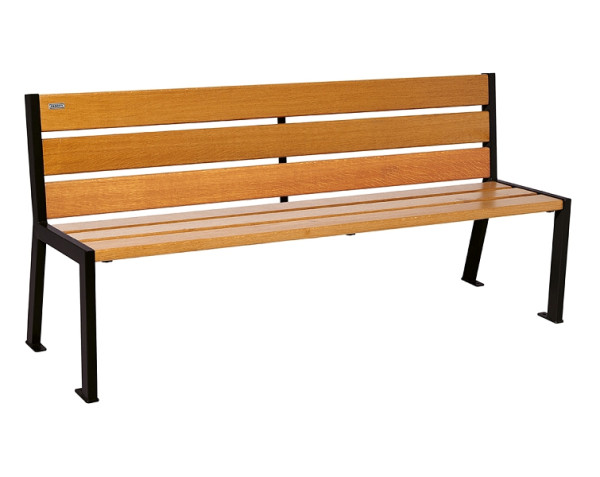 Procity Sitzbank Silaos 6 Holzlatten, 1800 mm, Ohne Armlehne, Holz & Stahl, helle Eiche/RAL 9005, 209602.9005.CHEC