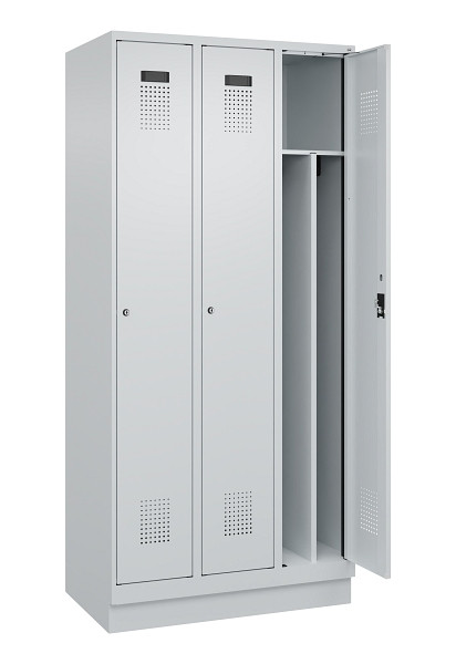 C+P Spind Evolo PLUS, mit Sockel, 3 Abteile, 1950x900x500mm, 7035/7035, Verschluss Zylinderschloss, 049020-30F S10040