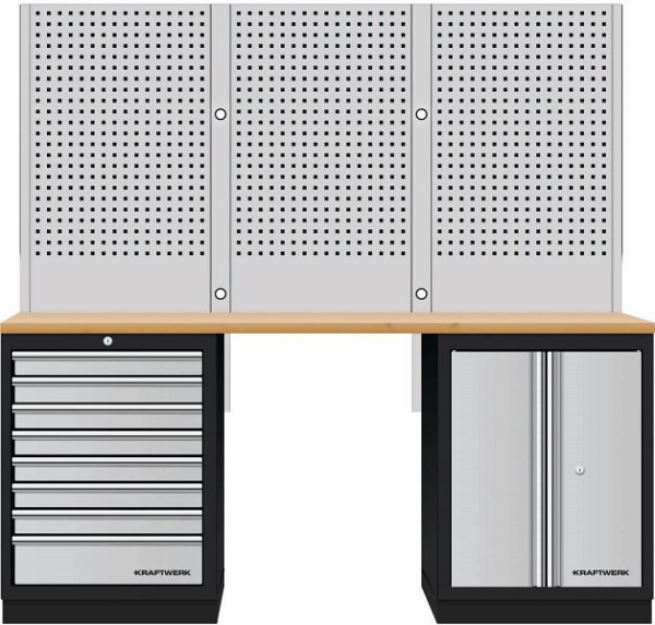 Kraftwerk Mobilio 2er Kombi mit Lochwand, Buche Multiplex, 3964K-80S-W