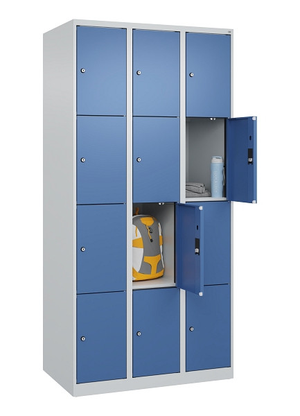 C+P Schließfachschrank Evolo PLUS, 12 Fächer, 1850x900x500mm, 7035/5023, 049000-304 S10008