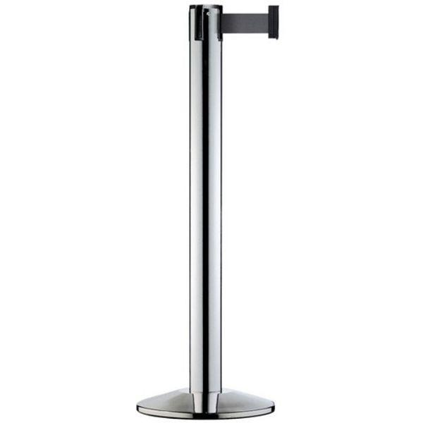Stein HGS Personenleitsystem -Beltrac Infinity-, mobil, Edelstahl, poliert, schwarz/gelb schraffiert, mit Standard-Gurtendstück, 11252-ep1402
