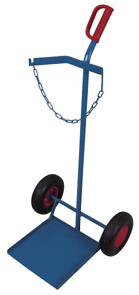VARIOfit Stahlflaschenkarre für Propangasflasche 33 kg, Außenmaße: 570 x 555 x 1.250 mm, RAL 5010 enzianblau, Radsatz: Luftbereifung, fk-1206/33