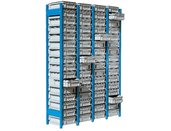 Tixit EURO-Behälterregal mit Behälter, Grundregal, 16 Behälter, 400 x 300 x 120, RAL 7016 anthrazitgrau, 106427