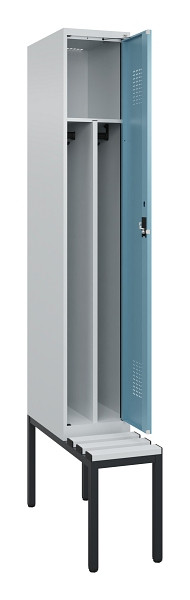 C+P Spind Evolo PLUS, 1 Abteile, 2120x300x815mm, 7035/0010, Haken 4, Zylinderschloss, Sitzfläche Kunststoff, Sitzbank, 0490507-10F S10091