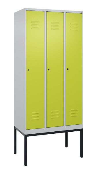 C+P Umkleidespind Classic PLUS mit Mitteltrennwand, Gestell, 3 Abteile, 2120x900x500mm, 7035/0024, Zylinderschlösser, 0800307-30F S10025