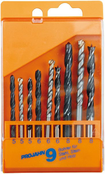 Projahn Kunststoffkassette Stahl/Stein/Holz 9 teilig 5-8 mm, 67035