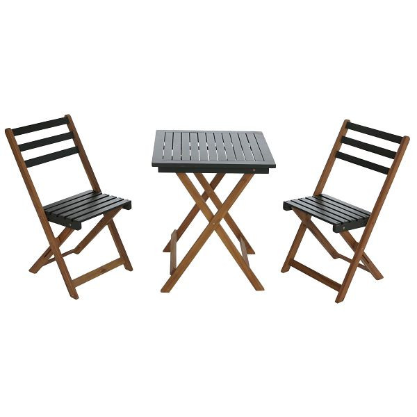 Mendler Garnitur HWC-P71, Sitzgruppe Lounge-Set Garten 2x Stuhl Tisch, Akazie Holz klappbar, natur-grün, 119726