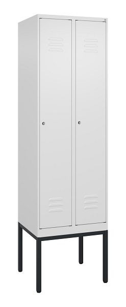 C+P Umkleidespind Classic PLUS, Gestell, 2 Abteile, 2120x600x500mm, 9016/9016, Zylinderschlösser, 0800307-20 S10029