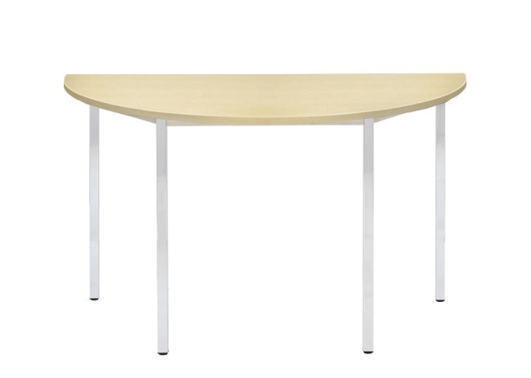 Bisley MULTI Desking Mehrzwecktisch, halbrund, verchromt, 25 mm, Dekor BC buche, H 740 x B 1400 x T 700 mm, MTC25H1407BC399