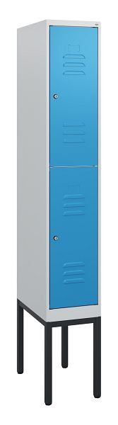 C+P Doppelstöckiger Spind Classic PLUS, Gestell, 1950x300x500mm, 7035/5012, Zylinderschlösser, 0803305-10 S10034