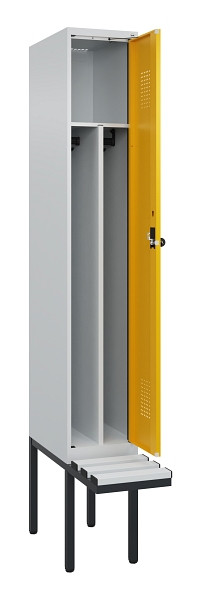 C+P Spind Evolo PLUS, 1 Abteile, 2120x300x815mm, 7035/1004, Haken 4, Drehriegel, Sitzfläche Kunststoff, 0490407-10F S10054