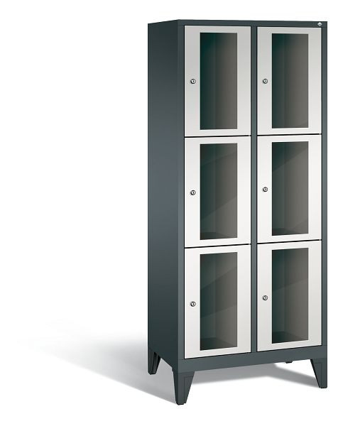C+P Schließfachschrank Classic, 6 Fächer, H1850xB810xT500 mm, Anthrazit/Grau, 8010A223 S10027