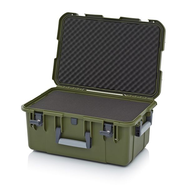 Auer Schutzkoffer Pro, Olivgrün, mit 2 gleichschließenden Schlössern, Würfelpolster, CP SG 6427 B1-6003