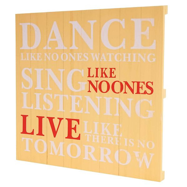 Mendler Wandschild Dance, Dekoschild Holzschild, Shabby-Look Vintage 60x60cm, gelb, 44836