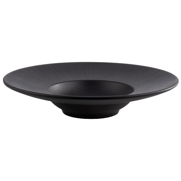 APS Teller -NERO-, Ø 29 x 6 cm, Melamin, schwarz, Spiegel: Ø 14 cm, 0,3 Liter, 85098