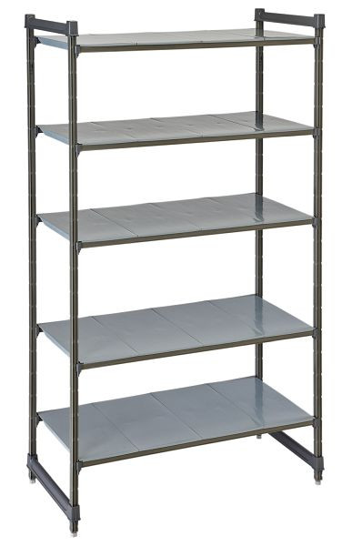 Cambro Camshelving® Basics Plus geschlossene Grundeinheit, 190 kg pro Fachboden, 5 Fachböden, 46 x 76,5 x 214 cm, CBU183084S5580