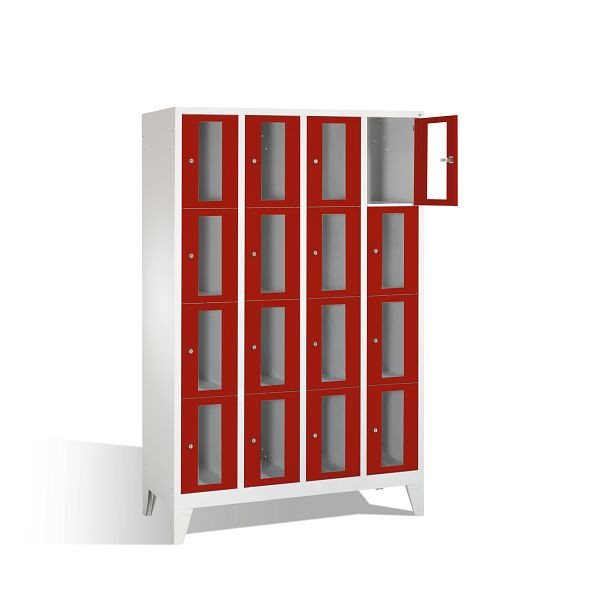 C+P Schließfachschrank Classic, H1850xB1190xT500mm, Farbe: Lichtgrau / Rubinrot, 8010A404 S10001