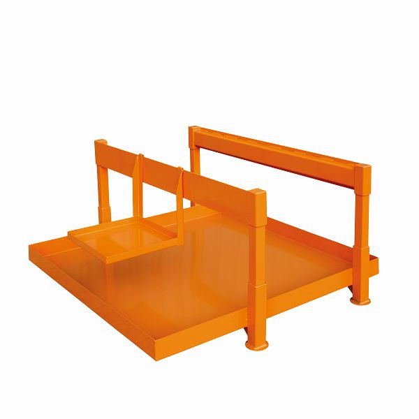 Eichinger Industrie Fass-Abfüllstation, bestehend aus Auffangwanne, Gestell und Kannehalter. Ohne Fasspalette, 2 x Fässer reinorange, 22710100000000