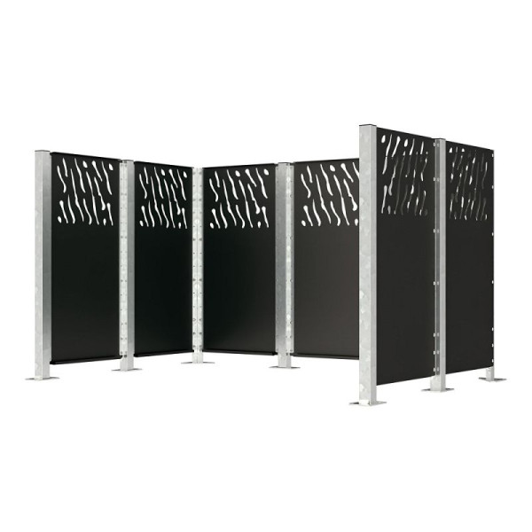 STEIN HGS Modulierbare Mülltonnen-Umhausung Venedig H aus Stahl, tiefschwarz (RAL 9005), 78159.0007