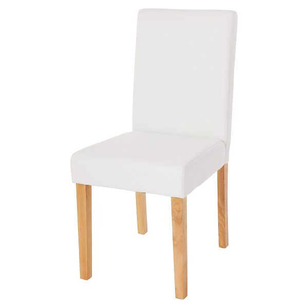 Mendler Esszimmerstuhl Littau, Küchenstuhl Stuhl, Kunstleder, weiß matt, helle Beine, 74395