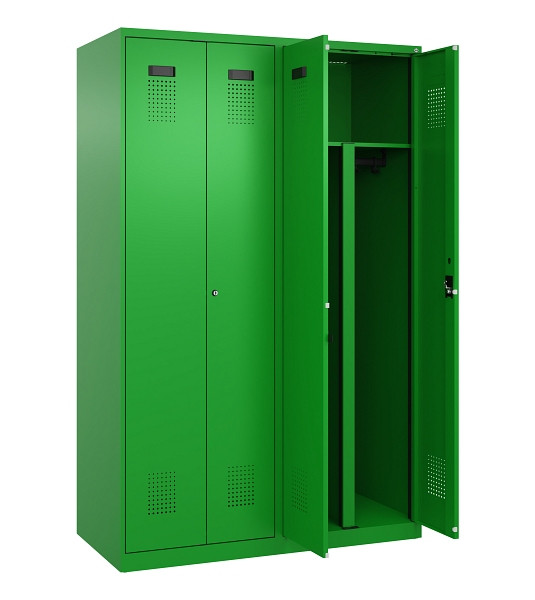 C+P PSA Schwarz-Weiß-Spind Evolo PLUS, 4 Abteile, 1850x1200x500mm, 6037/6037, Zylinderschloss, 049002-40P S10053