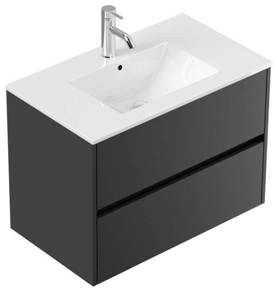Posseik Badmöbel Limes & Waschtisch 80 cm 2 Greifraum SoftClose Auszüge Grafit, PN0003X0000003DE