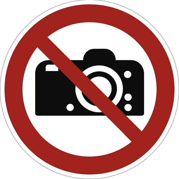 Moedel Fotografieren verboten ISO 7010, Folie, Ø 200 mm, 58522