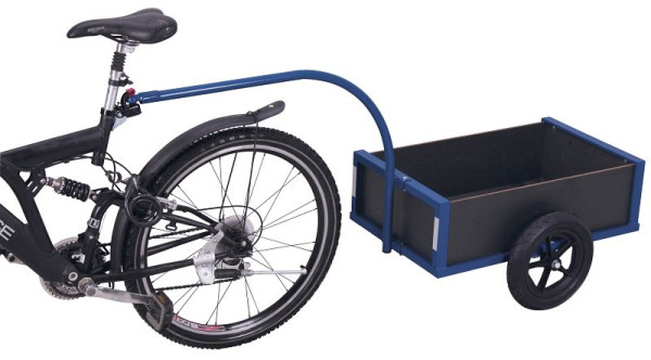 VARIOfit Leichter Fahrradanhänger, Ladefläche: 690 x 425 mm, RAL 5010 enzianblau, zu-1180