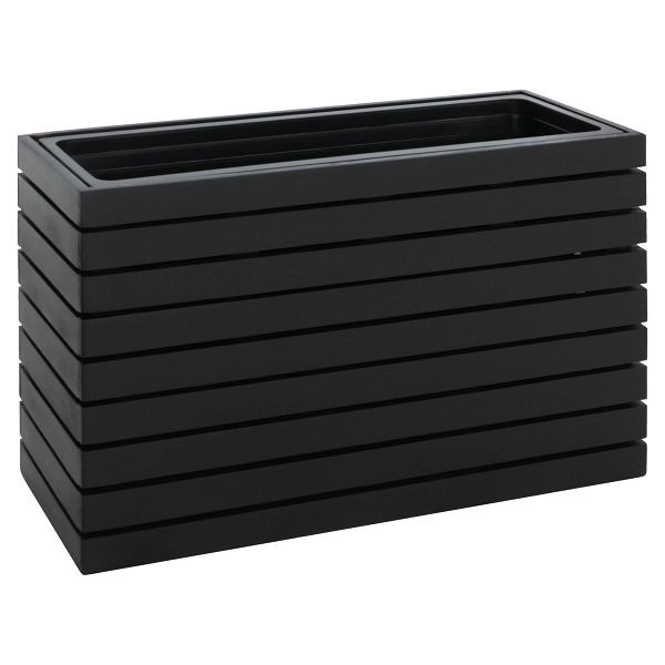 Mendler Pflanzkasten HWC-L21, Pflanzkübel Blumentopf Hochbeet, eckig 41x63x23cm Outdoor Akazie Holz FSC®-zertifiziert, schwarz, 120484
