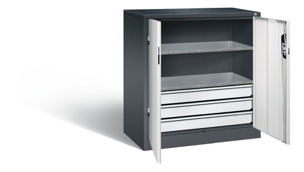 C+P Werkzeugschrank Acurado, H1000xB930xT500mm, Farbe: Schwarzgrau / Lichtgrau, Muldengriff, 8821-5035 S10088